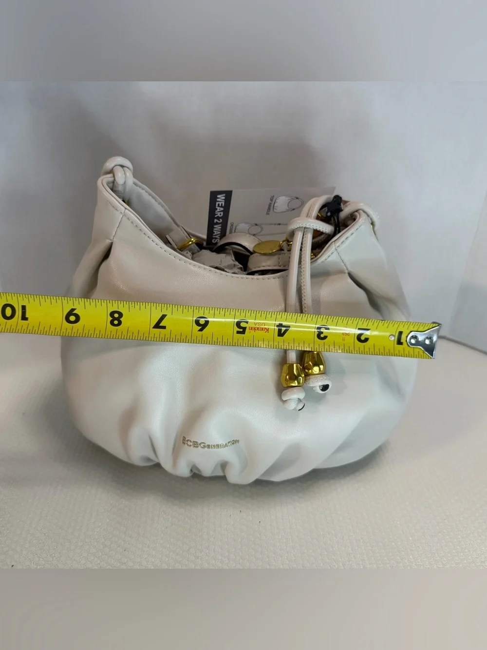 BCBGeneration Cream Hobo Satchel with Gold Ring Handle